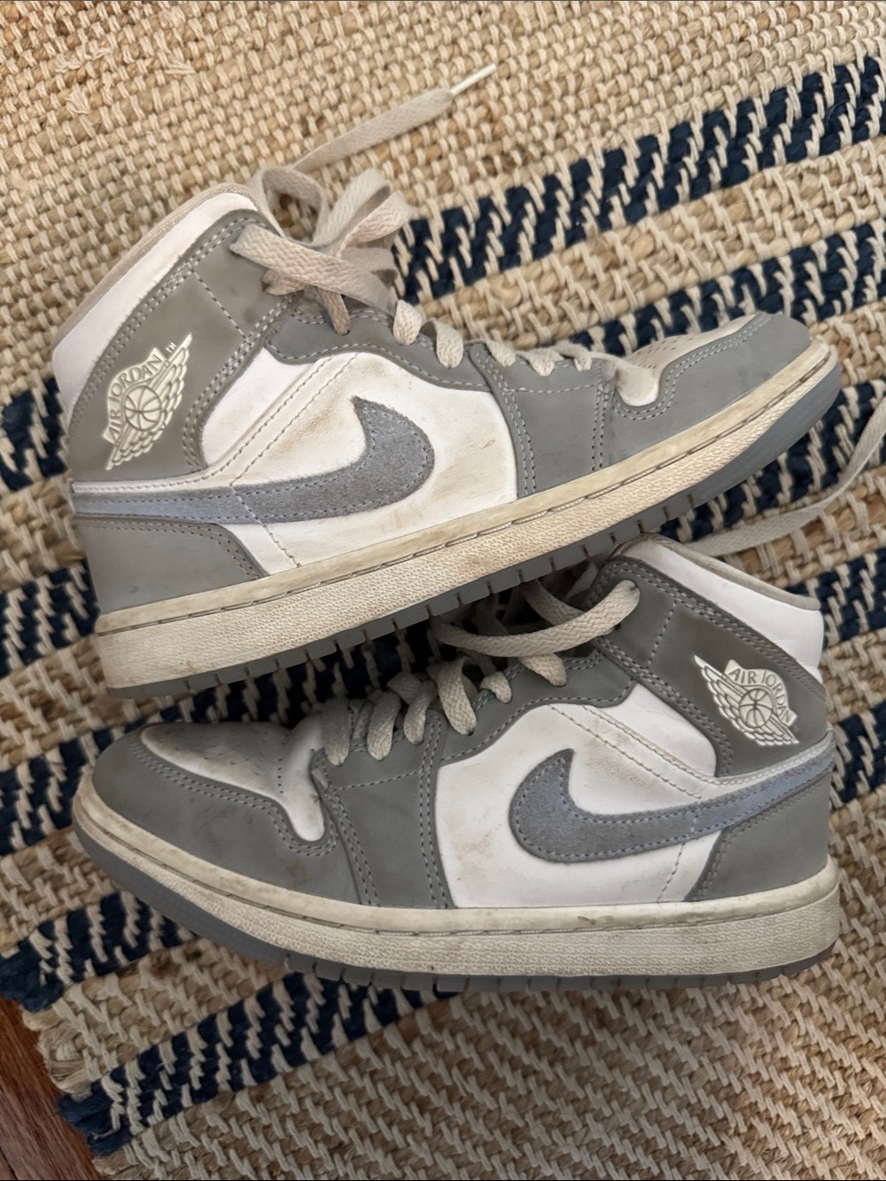 Nike Kids Gray and White High-Top Sneakers
